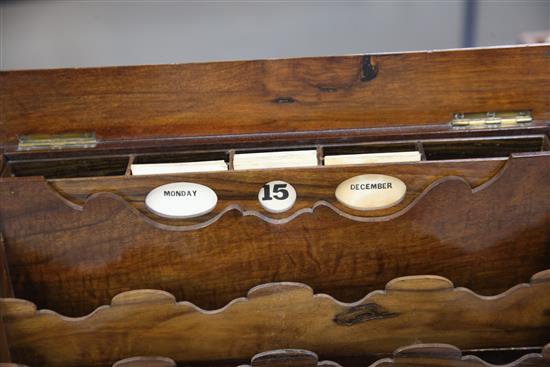 A Victorian walnut stationery cabinet, 15in.